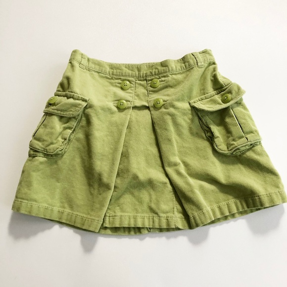 Gymboree Green Corduroy Skirt Cargo Pockets Elastic Waist Size M(7/8) - Picture 1 of 7